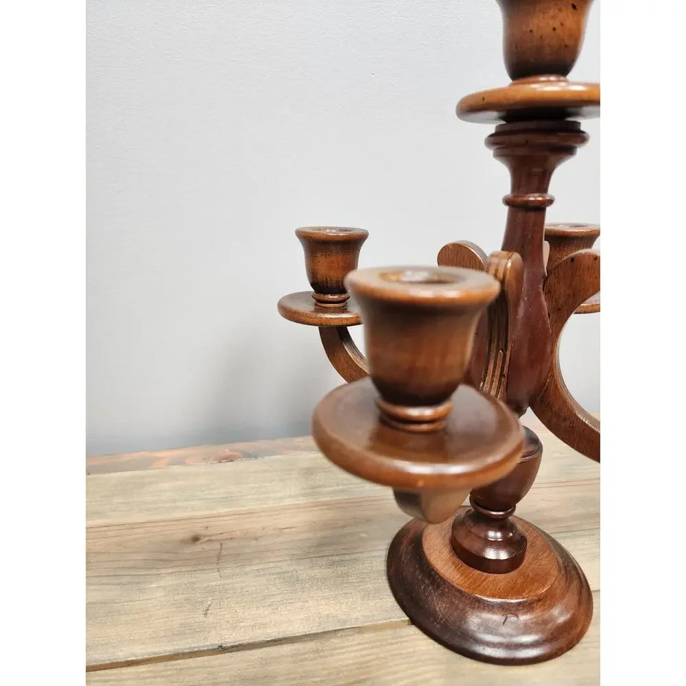 Vintage Charles Lesters Wooden Carved Candleabra 5 Taper 13